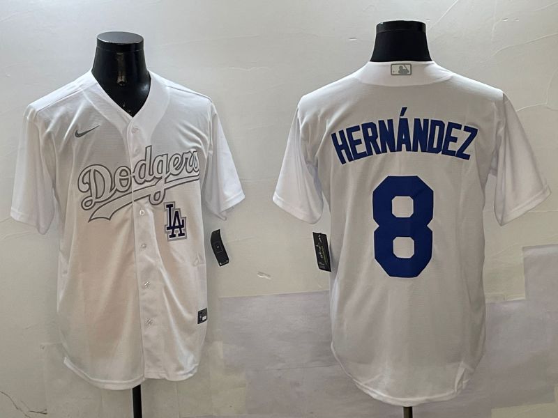 Men Los Angeles Dodgers 8 Hernandez White Fashion Edition Game 2025 Nike MLB Jersey style 11